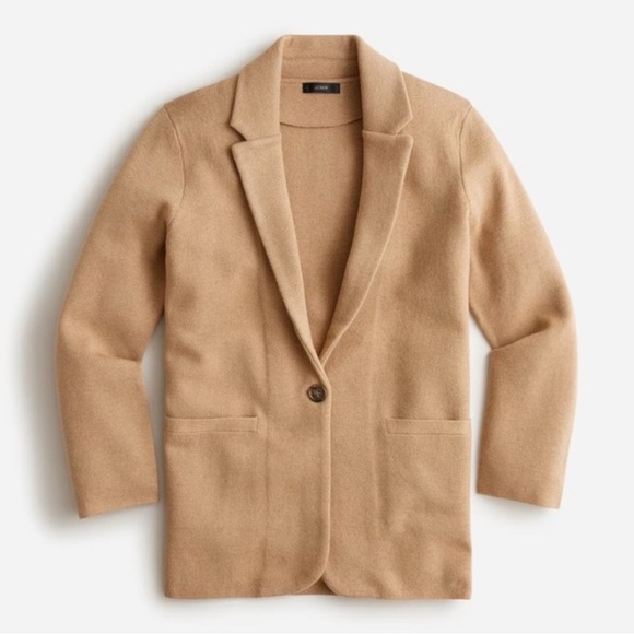 J. Crew Cecile Relaxed Sweater Blazer Women's Size Small Wool Knit Camel Tan - Picture 3 of 10